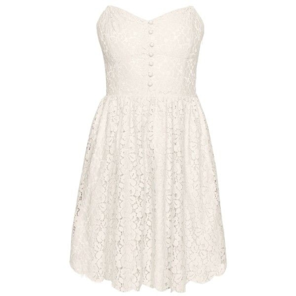 Aritzia Talula Debutante Dress White Strapless Lace Size 2